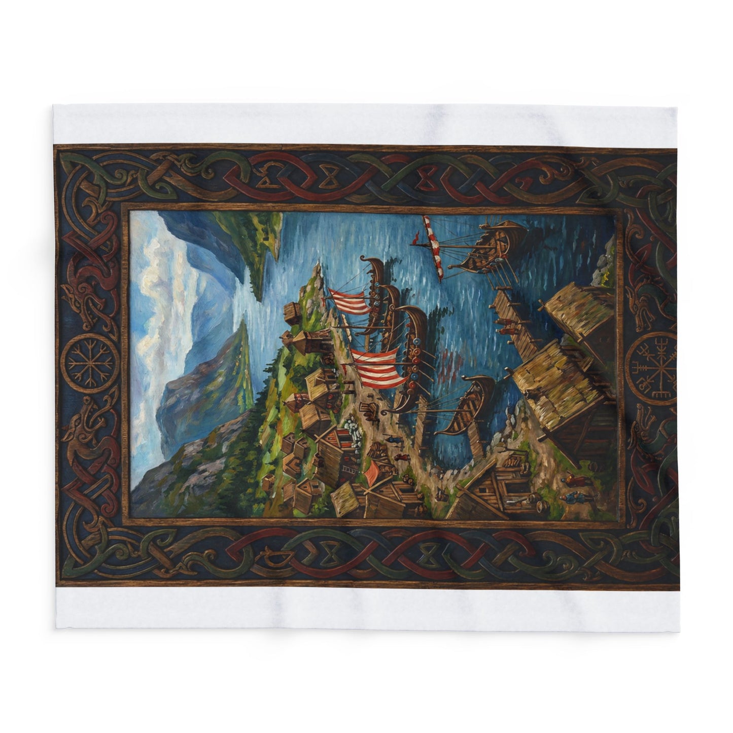 Viking Longship Fleece Blanket — Norse Mythology Home Decor | Velvet Ink Market