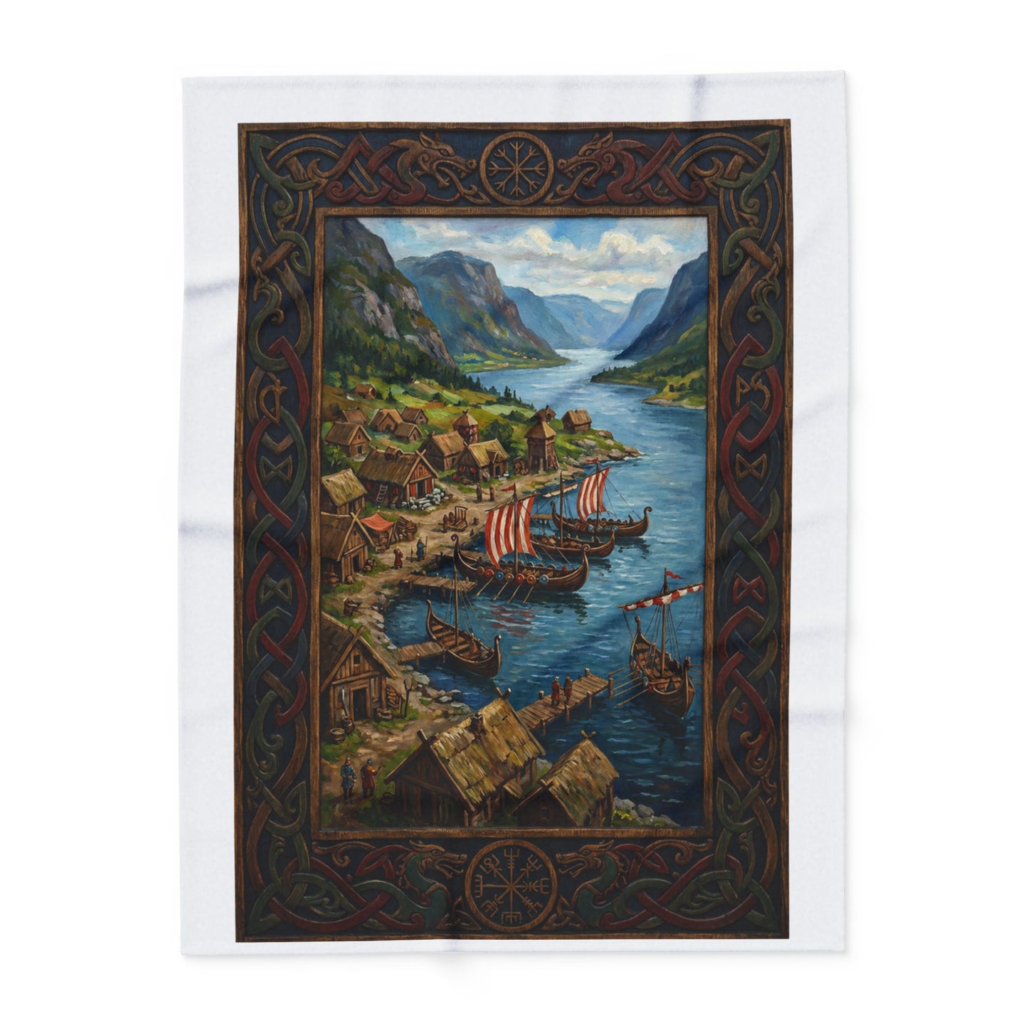 Viking Longship Fleece Blanket — Norse Mythology Home Decor | Velvet Ink Market