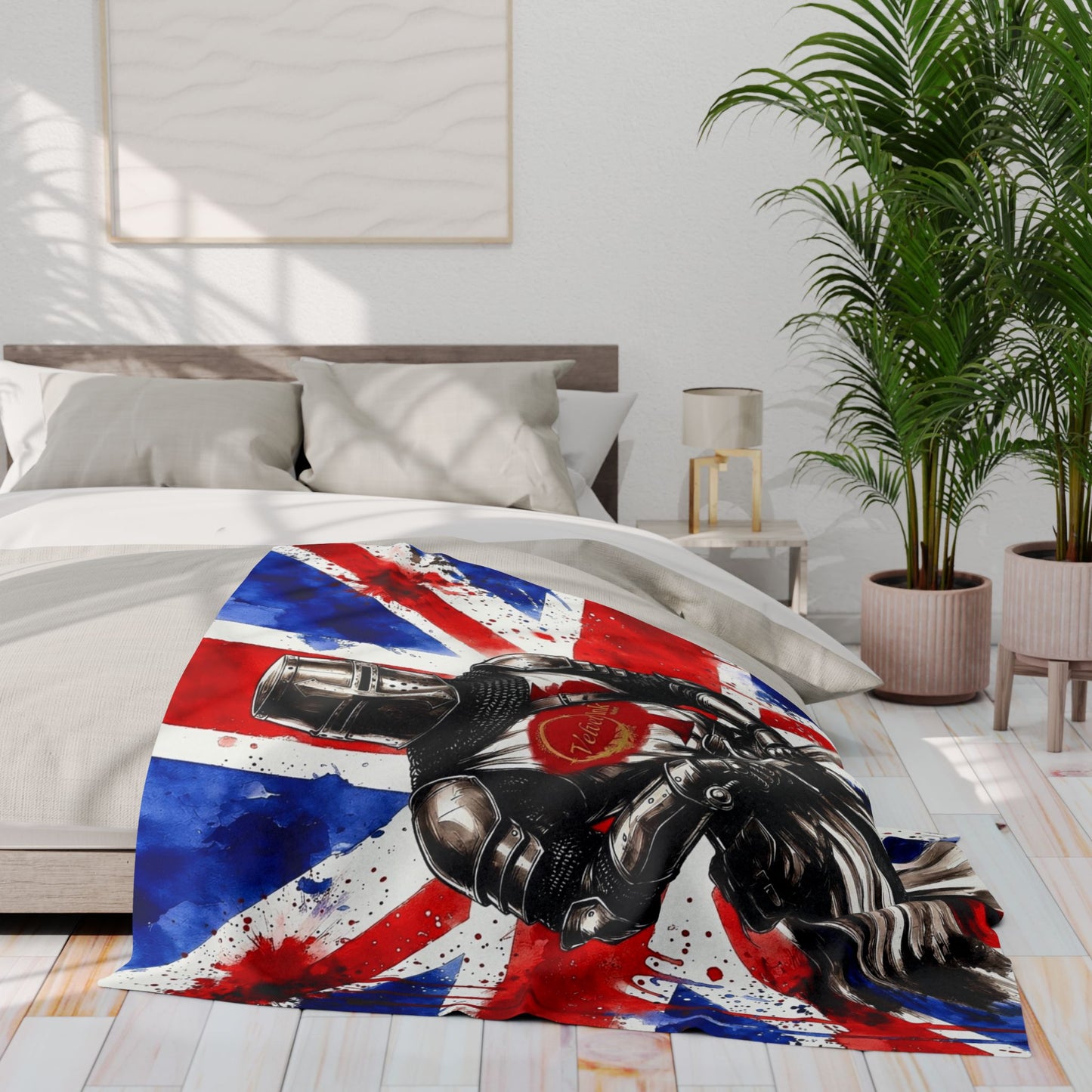 Templar Knight Union Jack Blanket — Gothic British Heritage | Velvet Ink Market
