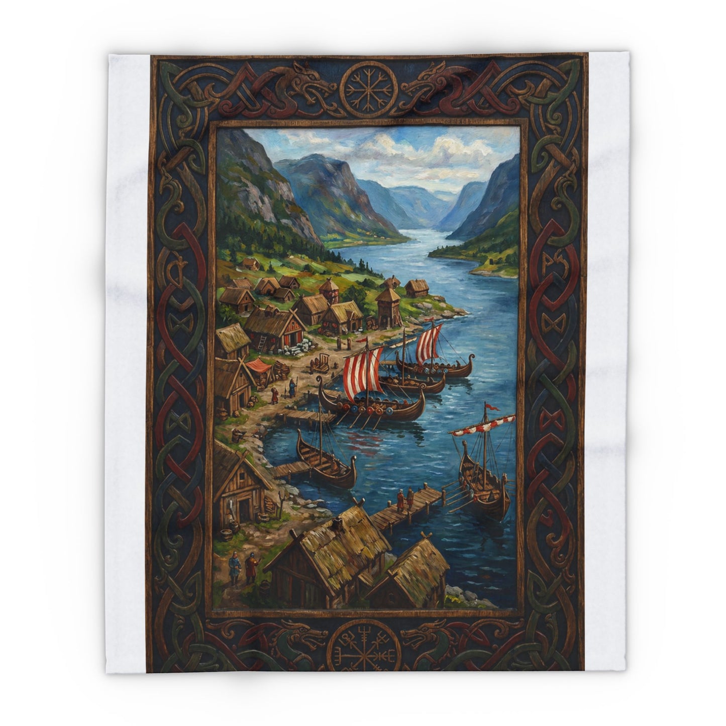 Viking Longship Fleece Blanket — Norse Mythology Home Decor | Velvet Ink Market