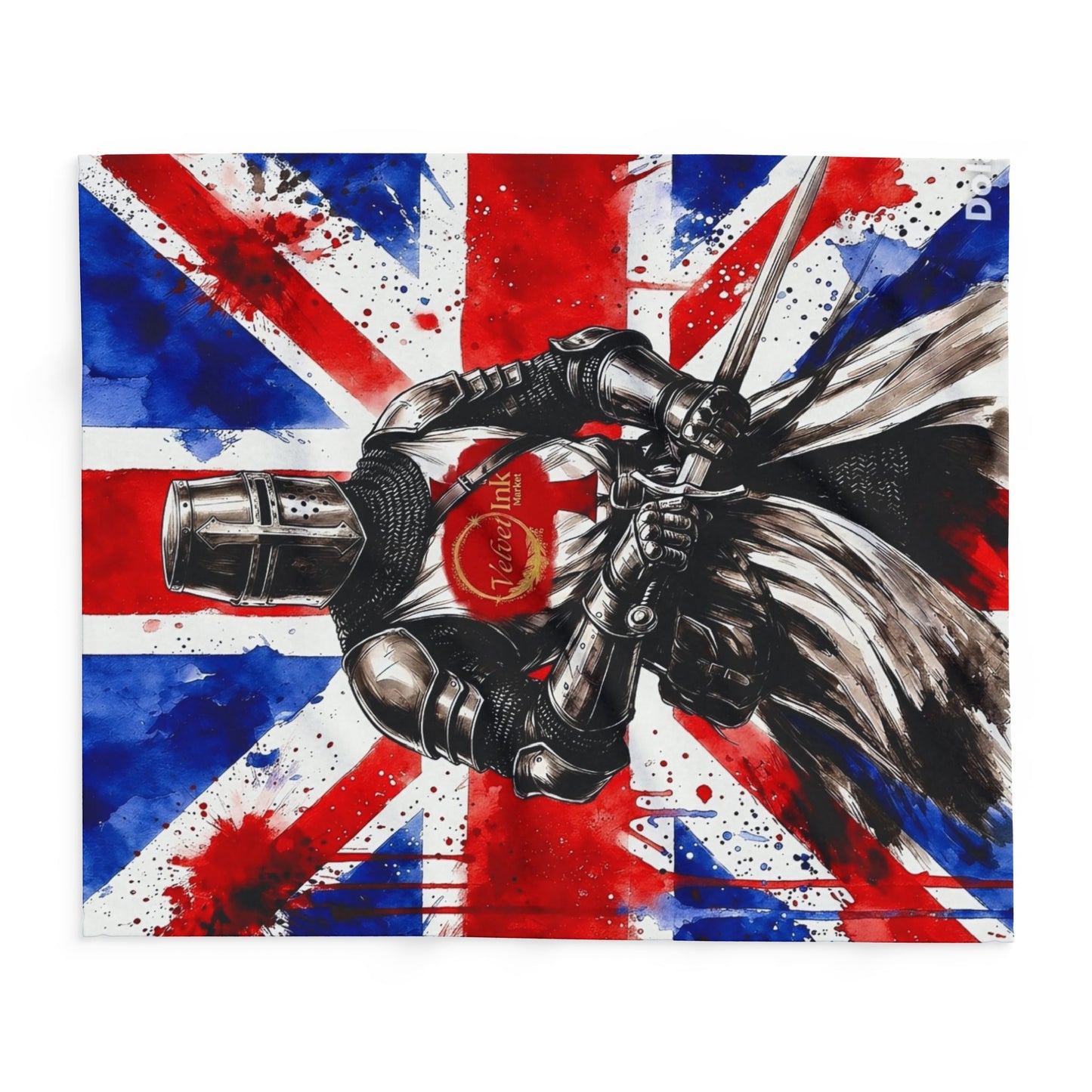 Templar Knight Union Jack Blanket — Gothic British Heritage | Velvet Ink Market