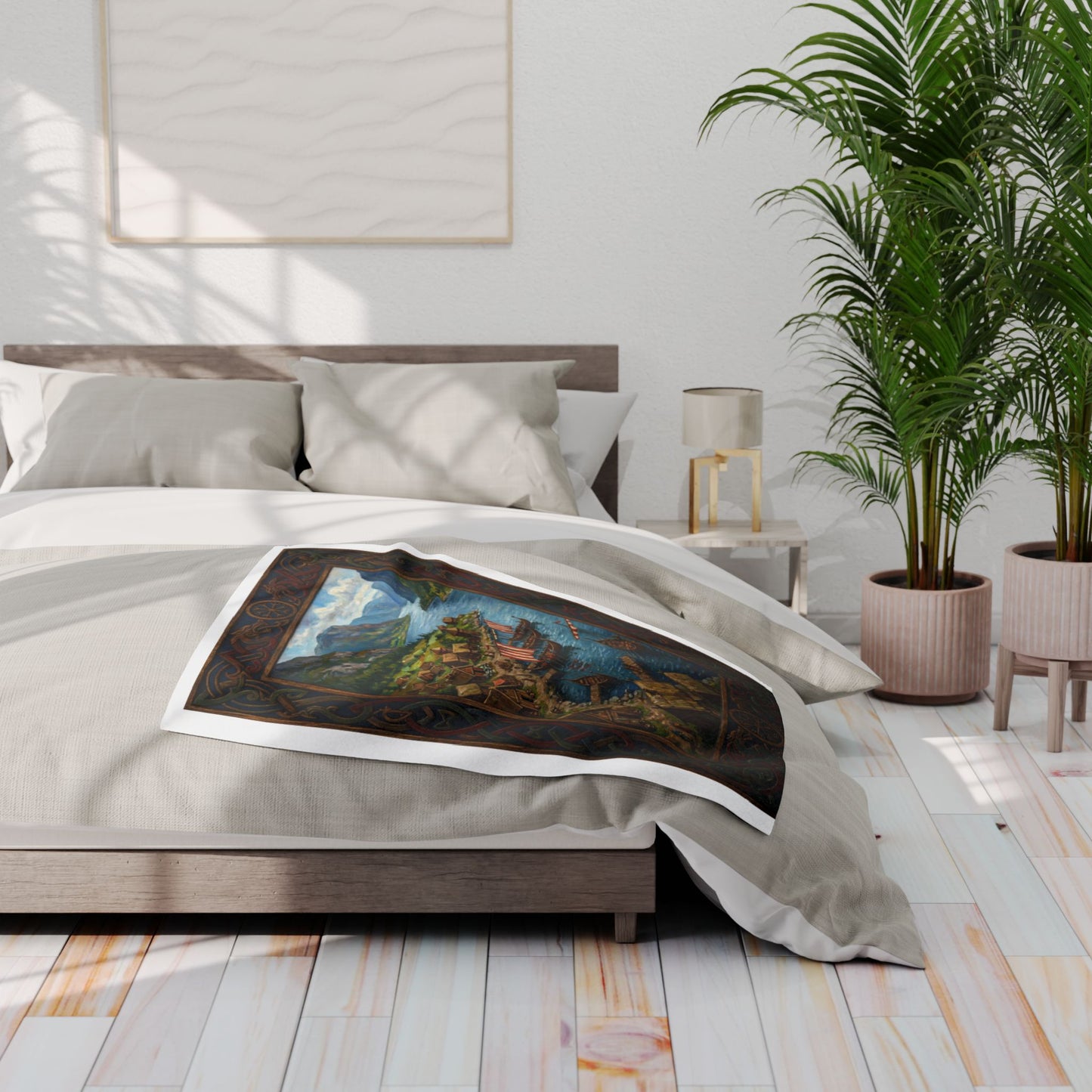 Viking Longship Fleece Blanket — Norse Mythology Home Decor | Velvet Ink Market