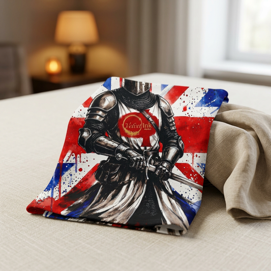 Templar Knight Union Jack Blanket — Gothic British Heritage | Velvet Ink Market