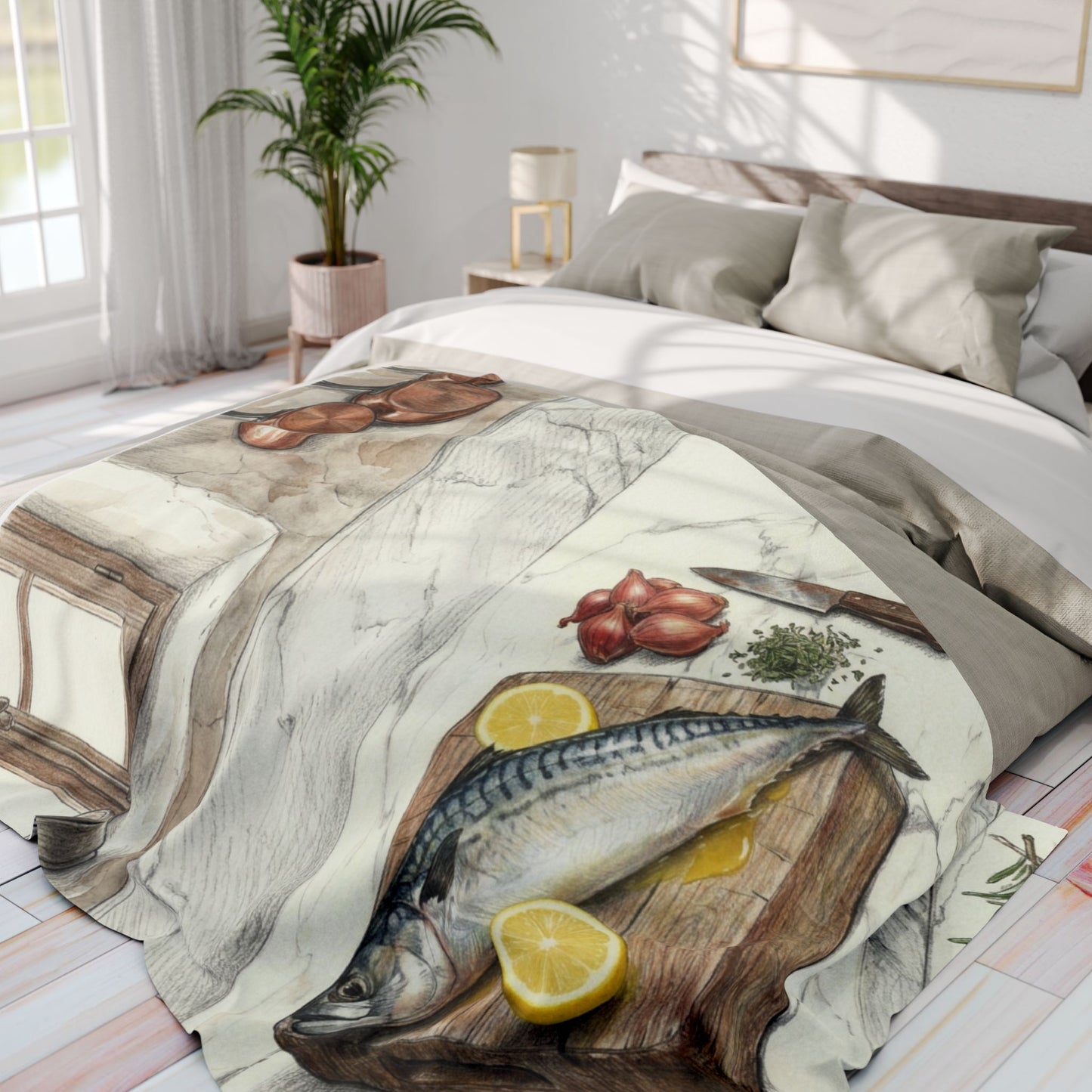 Abstract Mackerel Fleece Blanket — Nature Art Home Decor | Velvet Ink Market