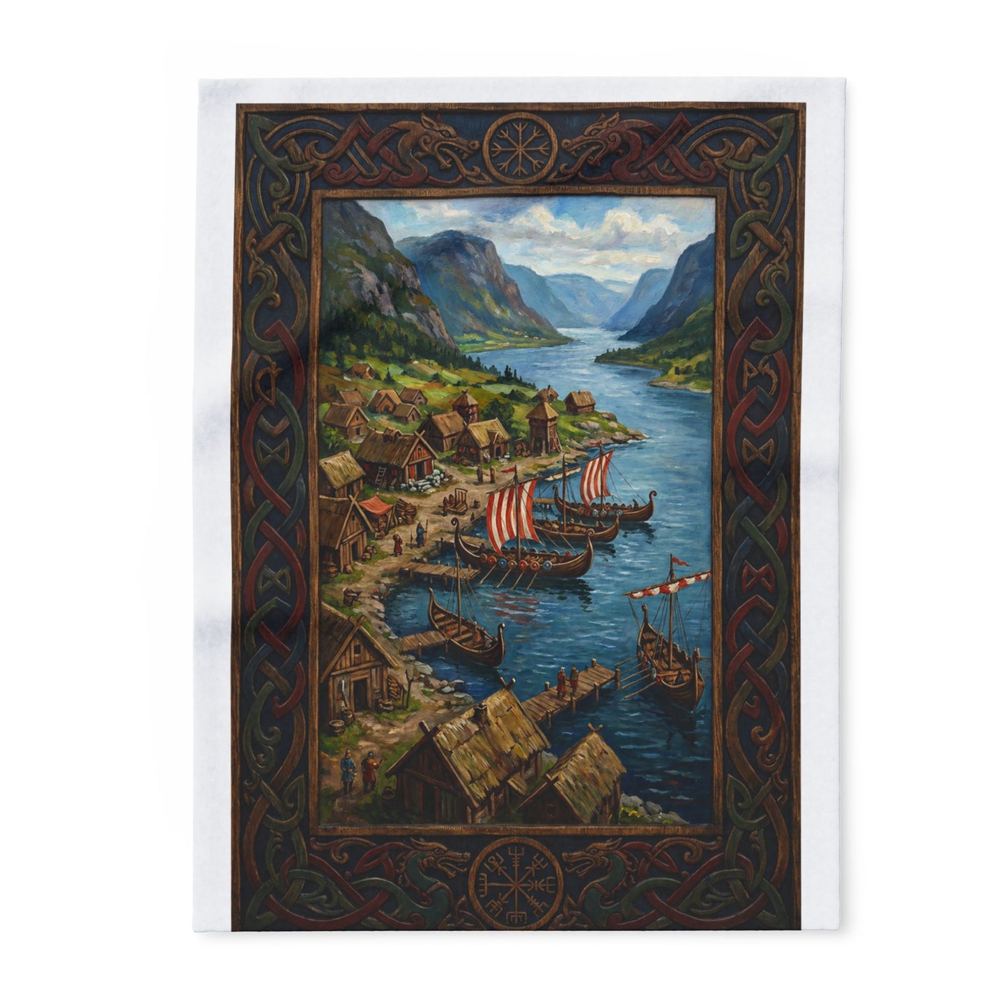 Viking Longship Fleece Blanket — Norse Mythology Home Decor | Velvet Ink Market