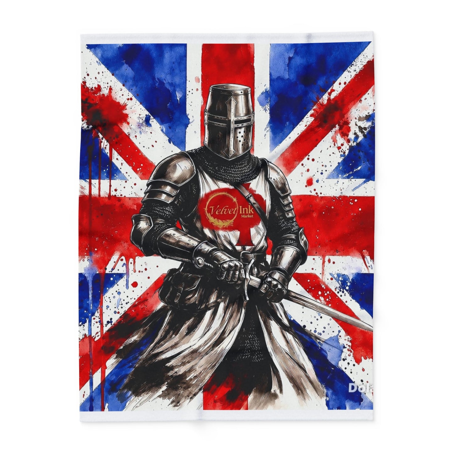 Templar Knight Union Jack Blanket — Gothic British Heritage | Velvet Ink Market