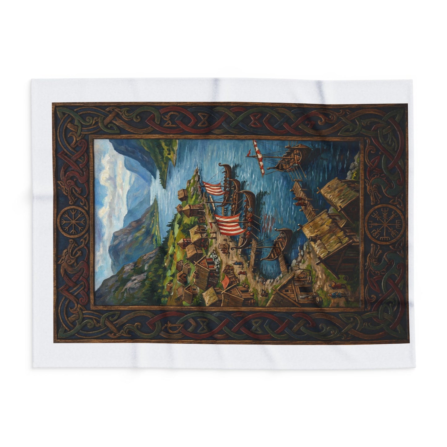 Viking Longship Fleece Blanket — Norse Mythology Home Decor | Velvet Ink Market