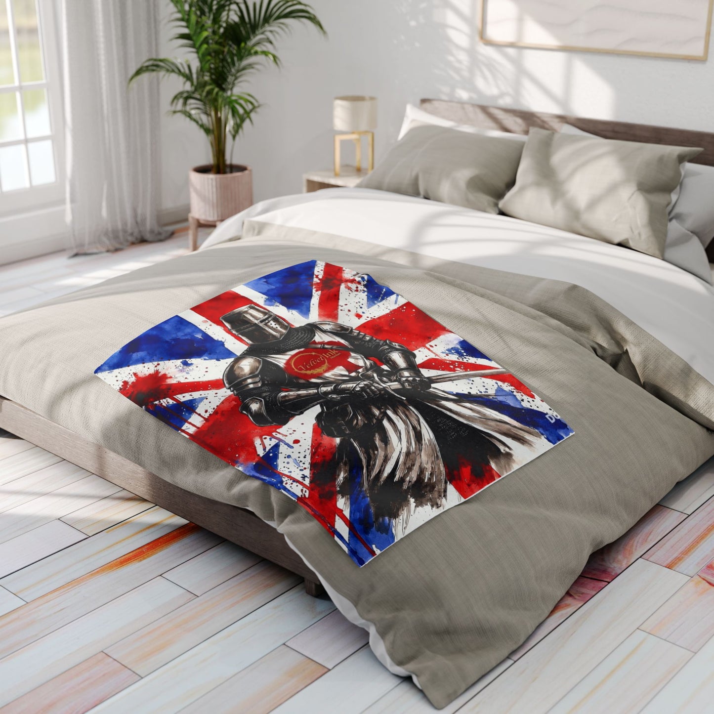 Templar Knight Union Jack Blanket — Gothic British Heritage | Velvet Ink Market