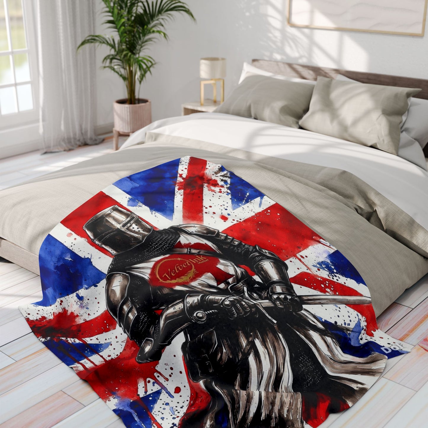 Templar Knight Union Jack Blanket — Gothic British Heritage | Velvet Ink Market