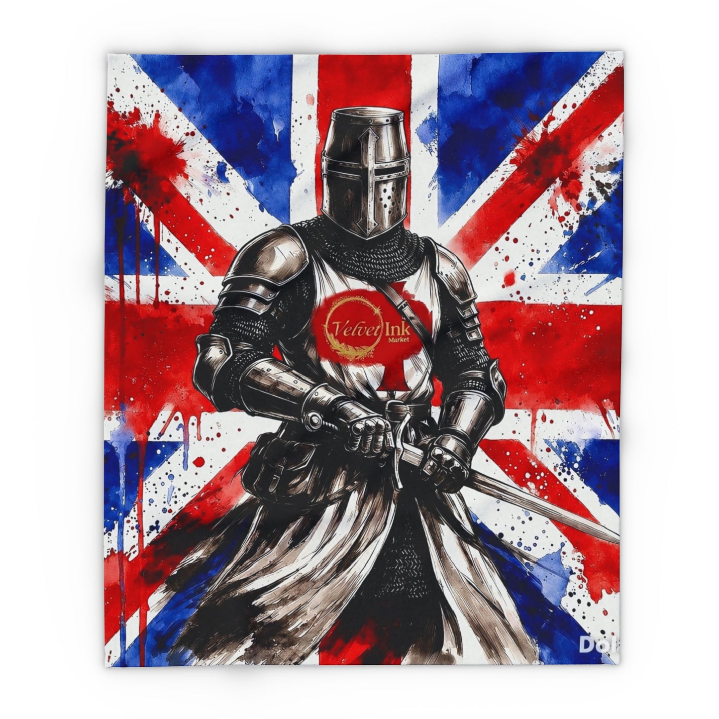 Templar Knight Union Jack Blanket — Gothic British Heritage | Velvet Ink Market