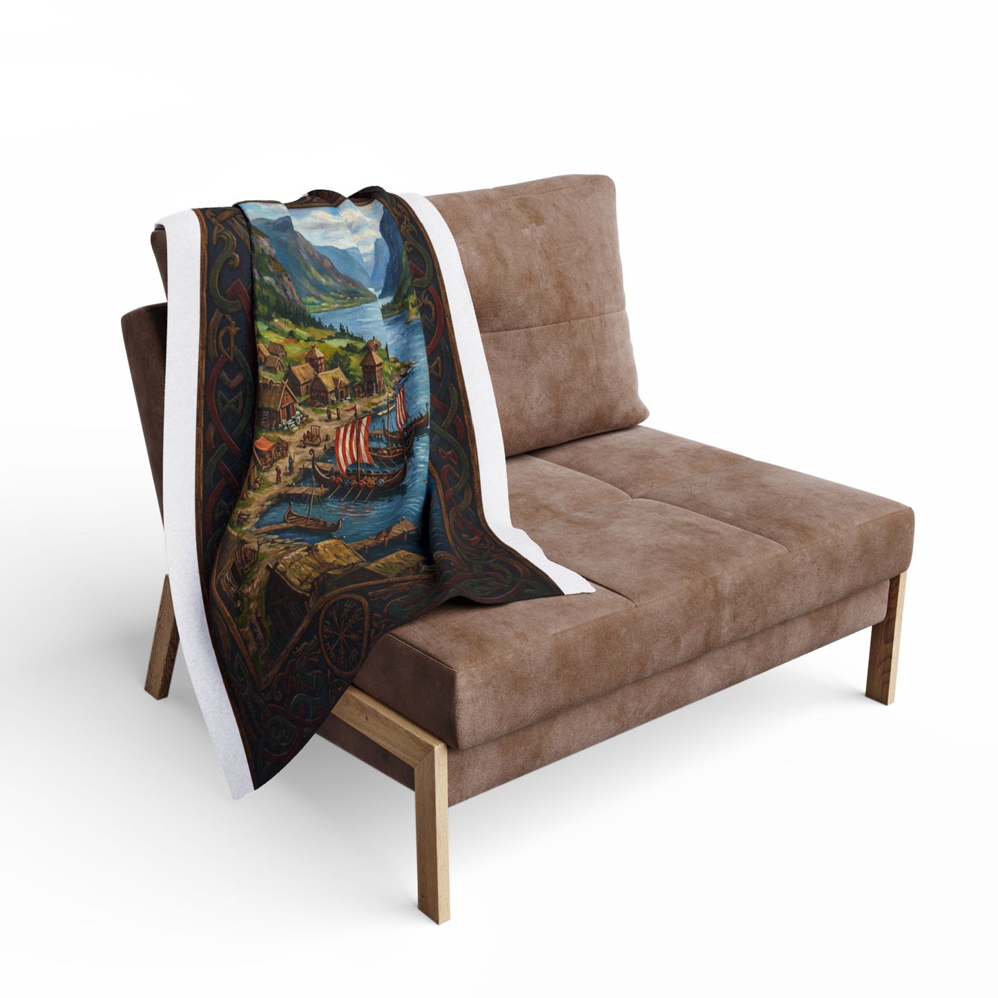 Viking Longship Fleece Blanket — Norse Mythology Home Decor | Velvet Ink Market