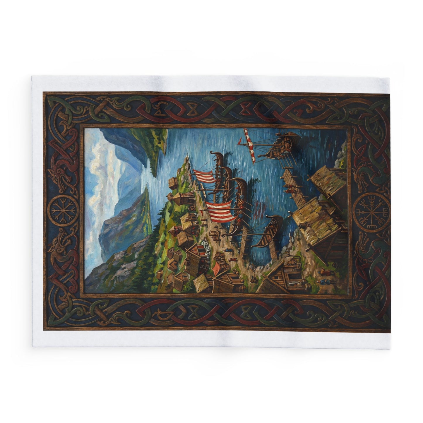 Viking Longship Fleece Blanket — Norse Mythology Home Decor | Velvet Ink Market