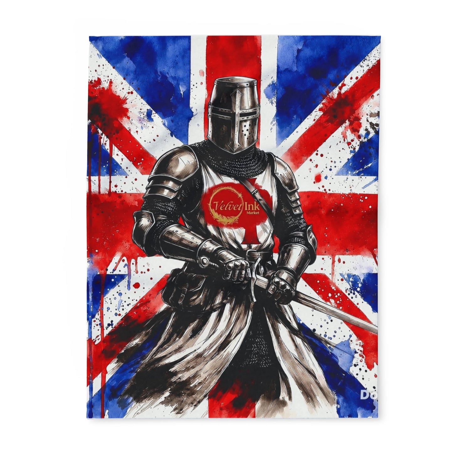 Templar Knight Union Jack Blanket — Gothic British Heritage | Velvet Ink Market