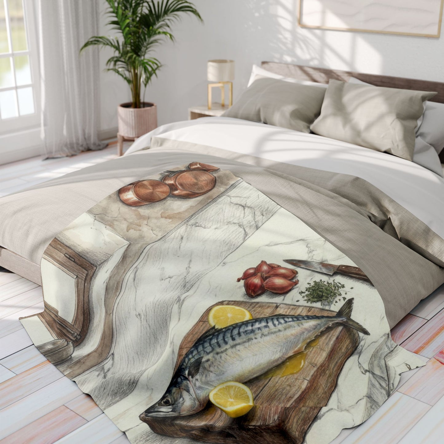 Abstract Mackerel Fleece Blanket — Nature Art Home Decor | Velvet Ink Market