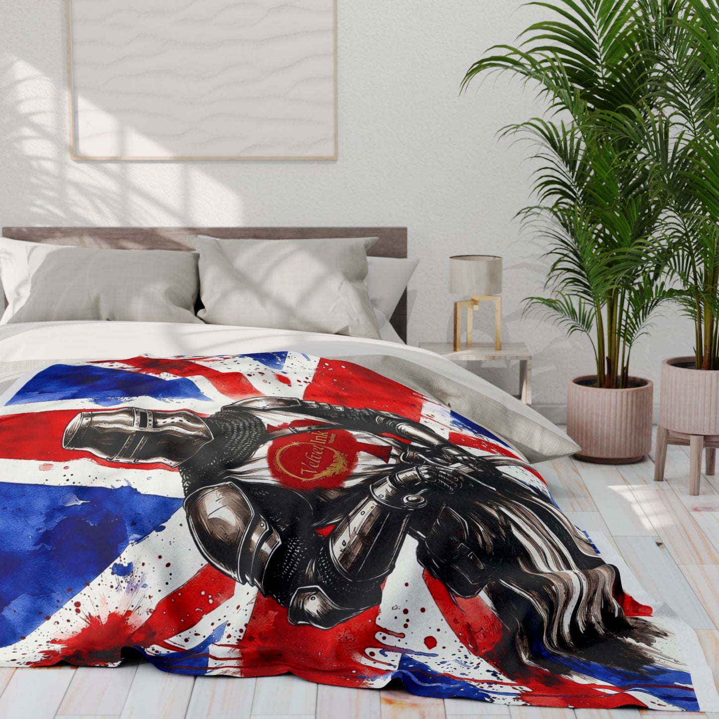 Templar Knight Union Jack Blanket — Gothic British Heritage | Velvet Ink Market