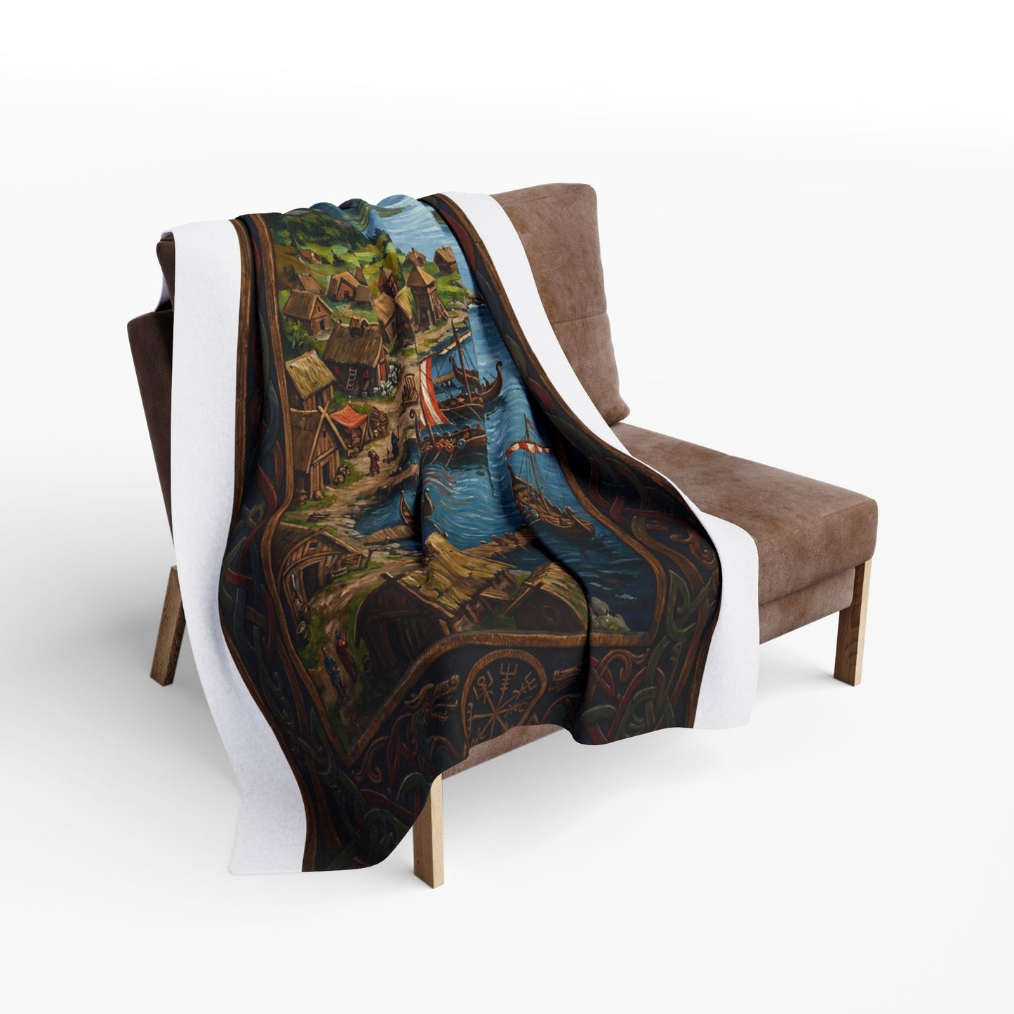 Viking Longship Fleece Blanket — Norse Mythology Home Decor | Velvet Ink Market